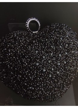 Черна кристална чанта сърце за парти и прием модел Deep Black